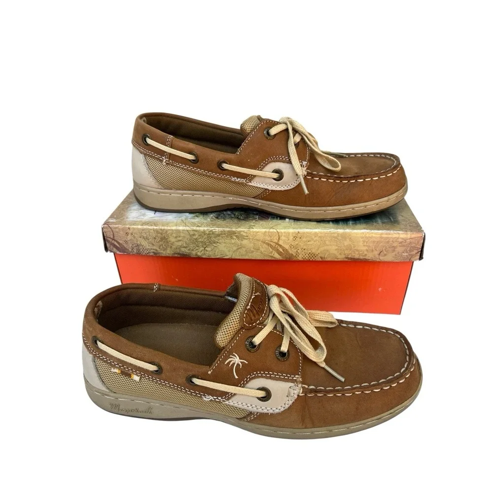 Margaritaville Boat Shoes Size‎ 8 Women's (6.5 Men's) Leather Upper Lace-up
